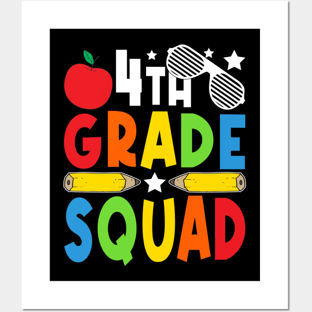 4th Grade Squad Teachers Boys Girls Funny Back To School Wall Art by drag is art